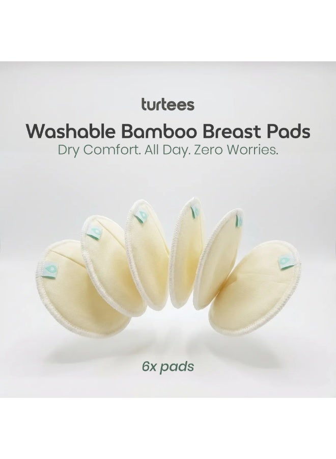 ترتيس فوط رضاعة قابلة للغسل من تورتيز، 6 قطع - فوط ثدي من الخيزران قابلة لإعادة الاستخدام للأمهات المرضعات، فسكوز الخيزران فائق النعومة، مانعة للتسرب وعالية الامتصاص، فوط رضاعة صديقة للبيئة مع حقيبة غسيل - TTS720 - Image 2